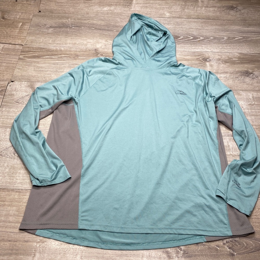 L.L. Bean Sun Hoodie Mens XXL Blue Gray UPF 50 Performance Hiking Fishing